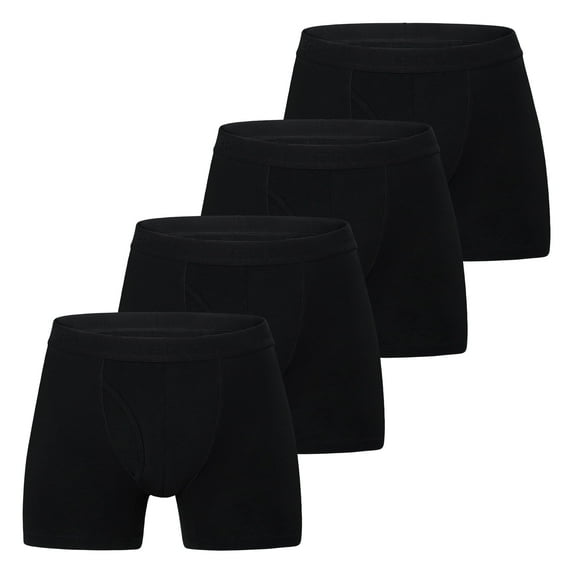 INNERSY Men's Boxer Briefs Cotton Underwear for Men with Pouch Mens Underwear 4-Pack(Medium,Black)