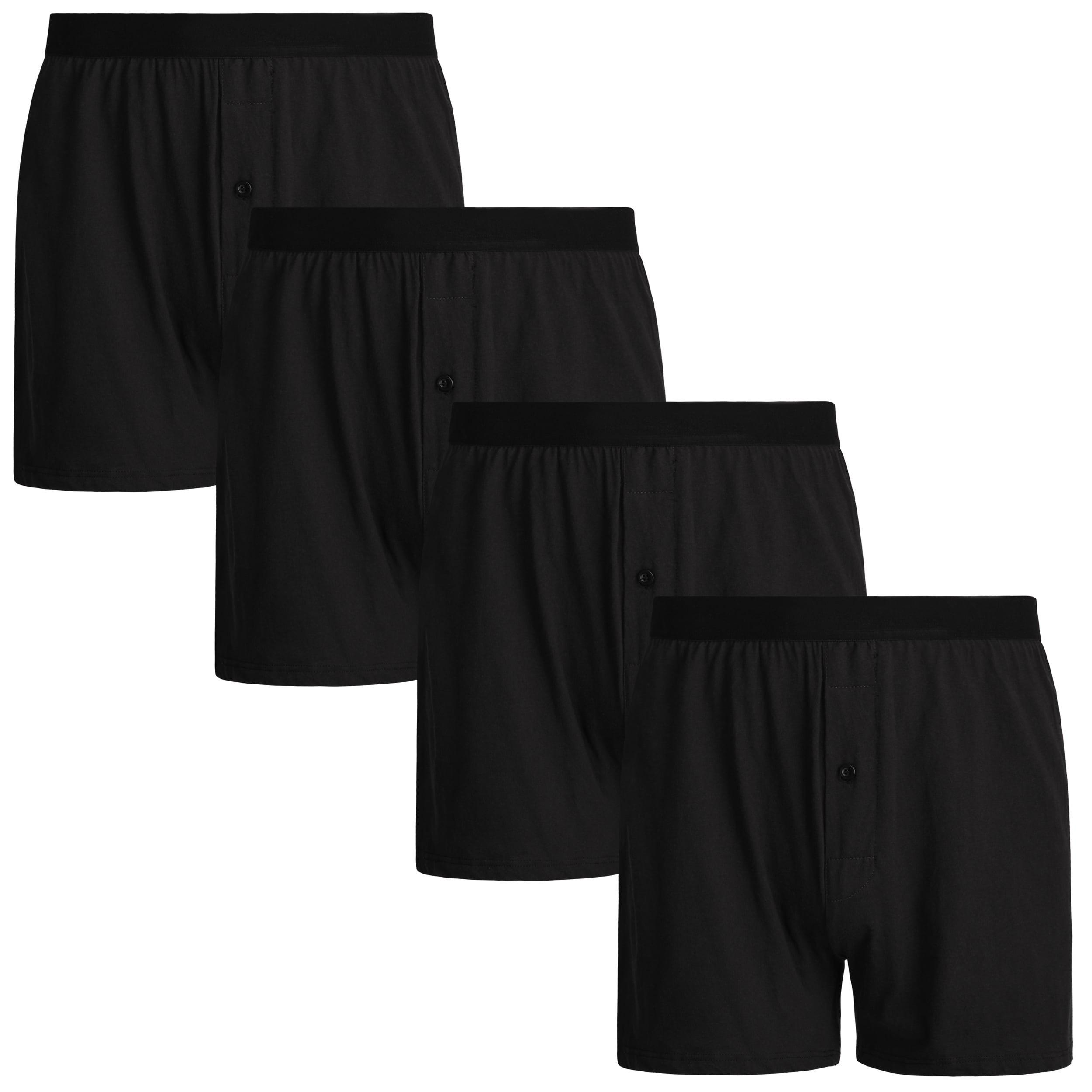 INNERSY Men's Boxers Cotton Knit Shorts Black Boxers for Men with ...