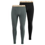 INNERSY Men's Lightweight Thermal Underwear Pants Long Johns Pants Base Layer 2-Pack(Large,Grey/Black)