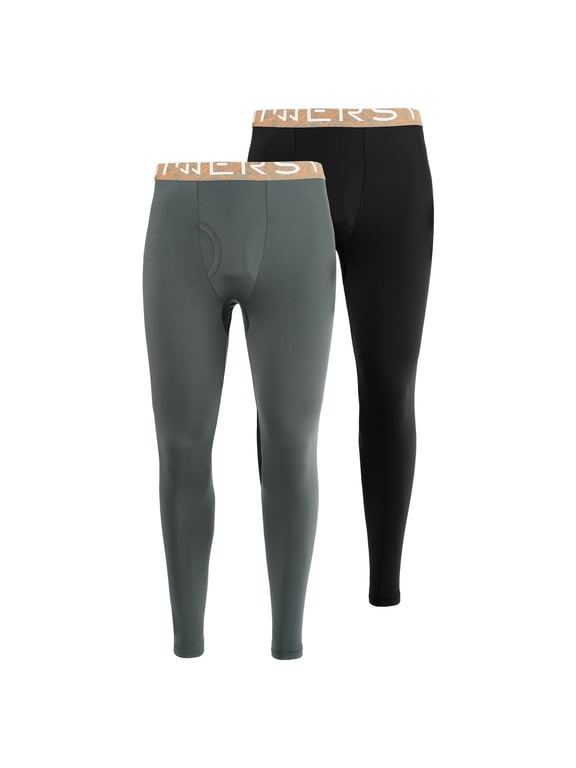 Men's Lightweight Thermal Underwear Pants Long Johns Pants Base Layer 2-Pack(Medium,Grey/Black)