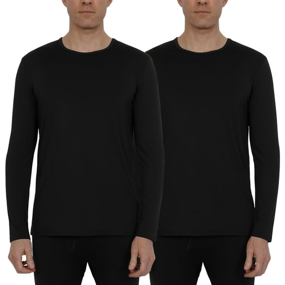 INNERSY Men's Lightweight Thermal Underwear Tops Long Johns Baselayer Shirt 2-Pack(X-Large,2 Black)