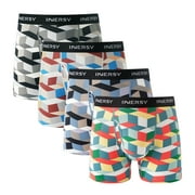 INNERSY Men's Mesh Boxer Briefs Cooling Breathable Sports Underwear W/Fly 4-Pack (L, Colorful Geometric)