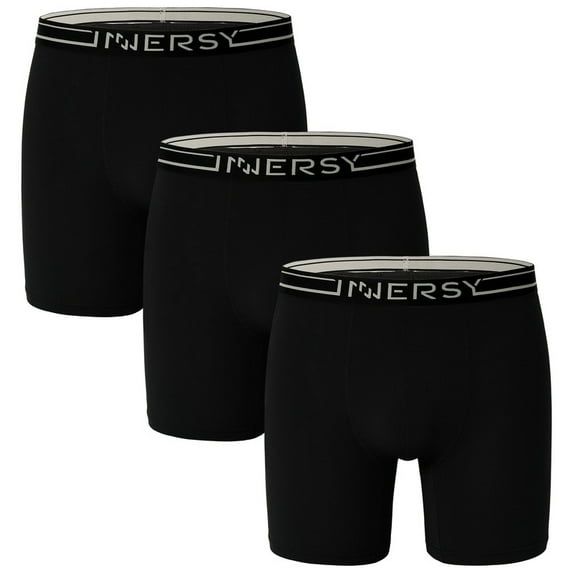 INNERSY Men's Soft Underwear No Fly Modal Boxer Briefs Tagless Trunks 3-Pack(L,Black)