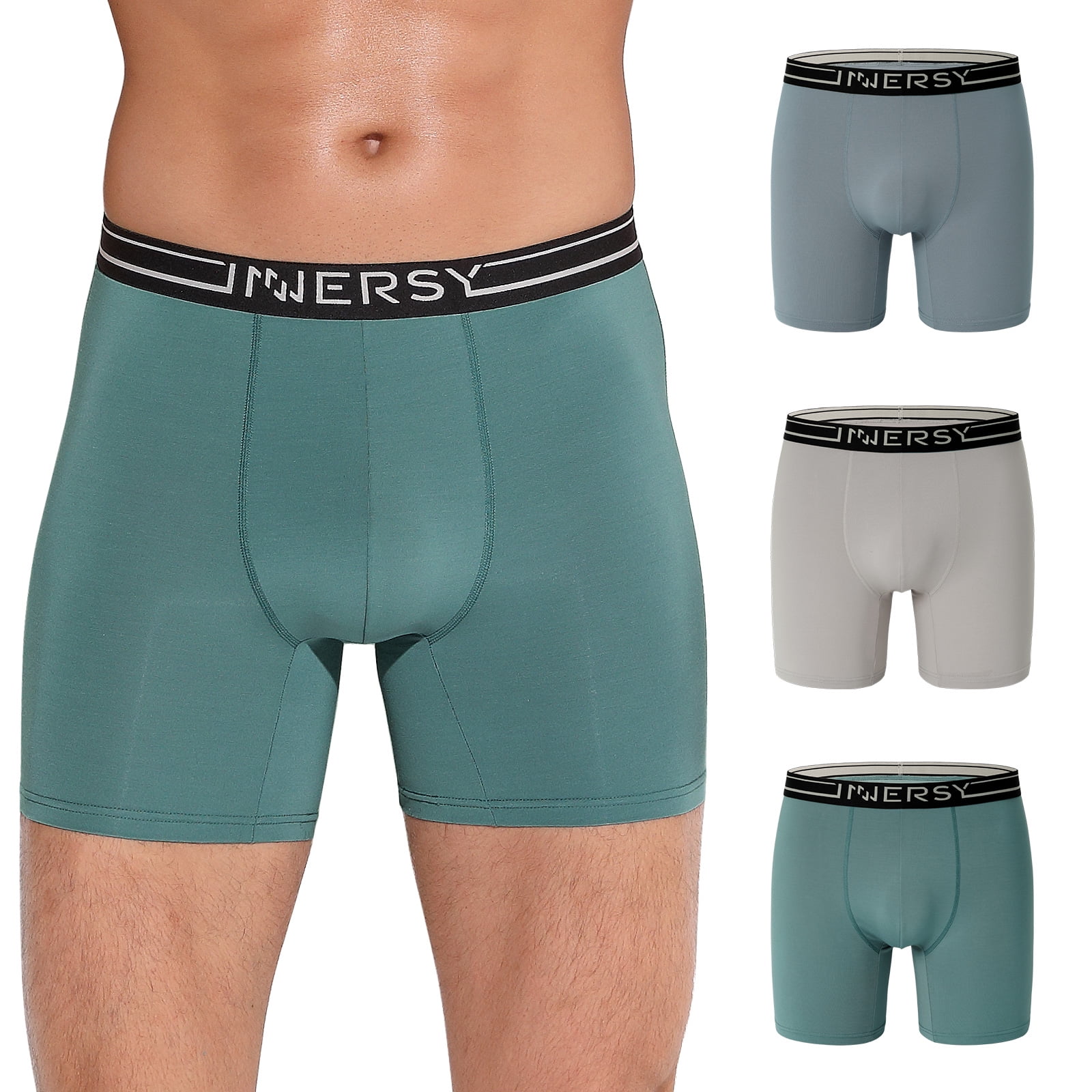 INNERSY Men's Soft Underwear No Fly Modal Boxer Briefs Tagless Trunks 3-Pack(XL,Light  Mist) 