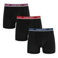 thumbnail image 1 of INNERSY Men's Underwear Boxer Briefs with Fly Moisture Wicking Trunks 3 Pack (S, Black with Colorful Band), 1 of 7