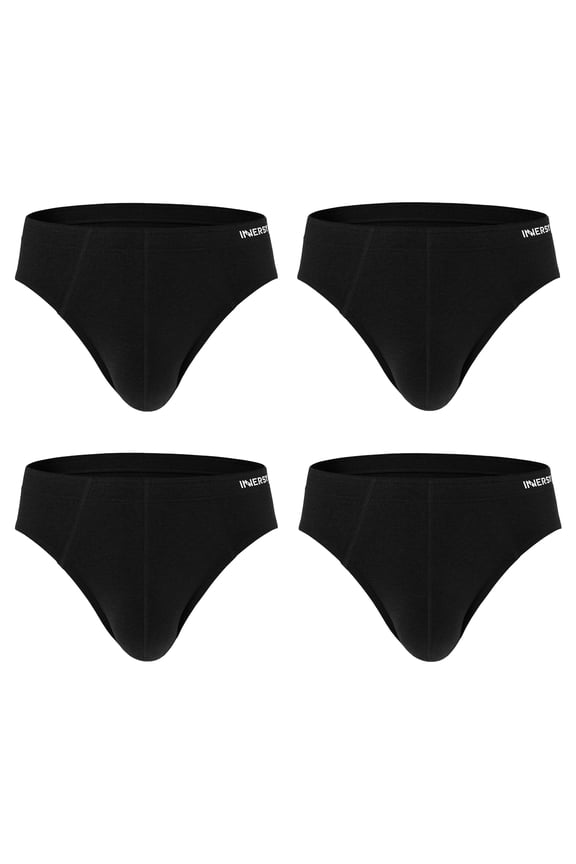 Men's Underwear Briefs Soft Comfy Classic Underwear Pack of 4 (L, Black)