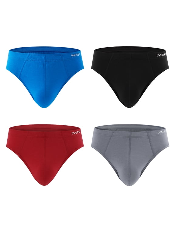 Men's Underwear Briefs Soft Comfy Classic Underwear Pack of 4 (M, Black/Red/Gray/Blue)