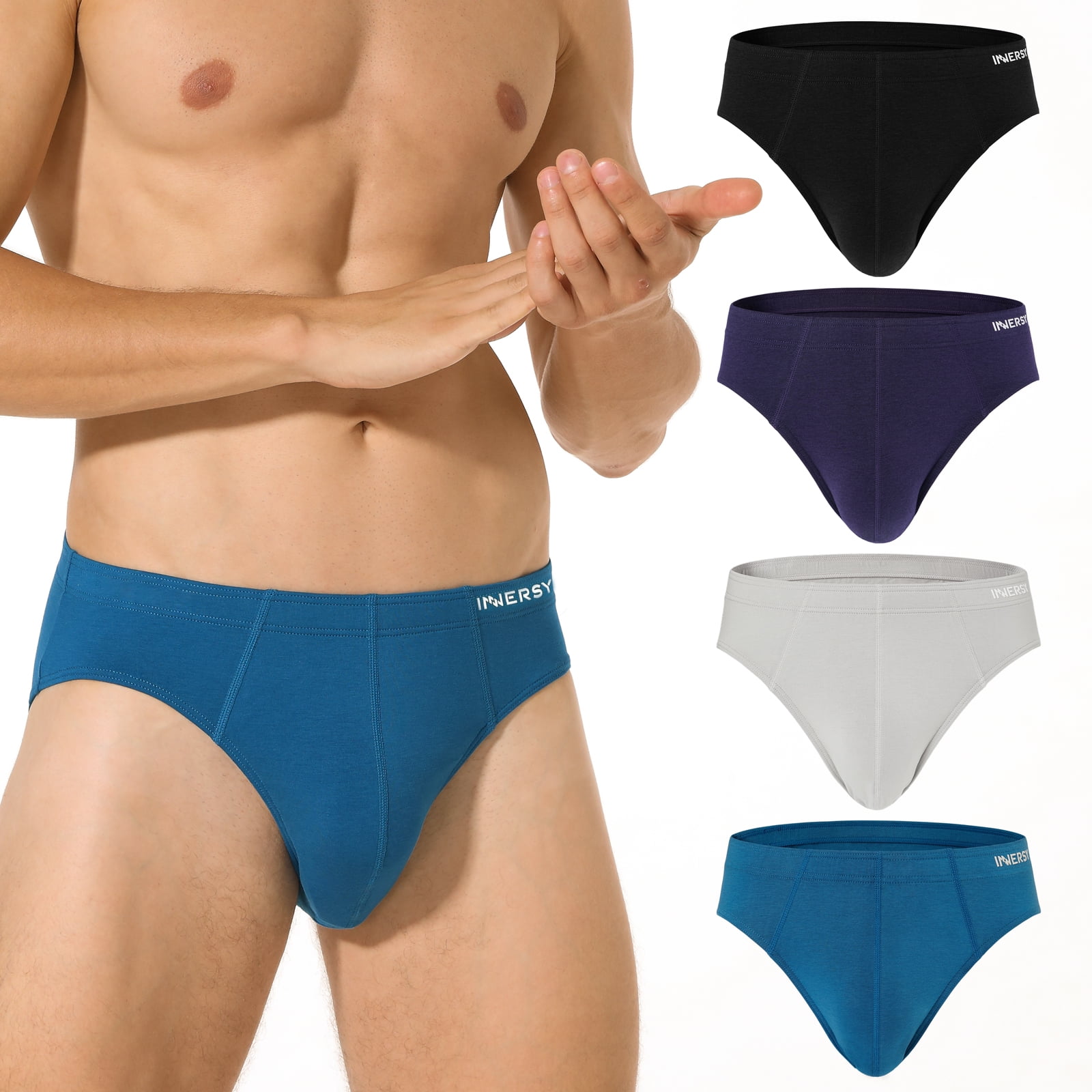 INNERSY Men's Underwear Briefs Soft Comfy Underwear Pack of 4 (L