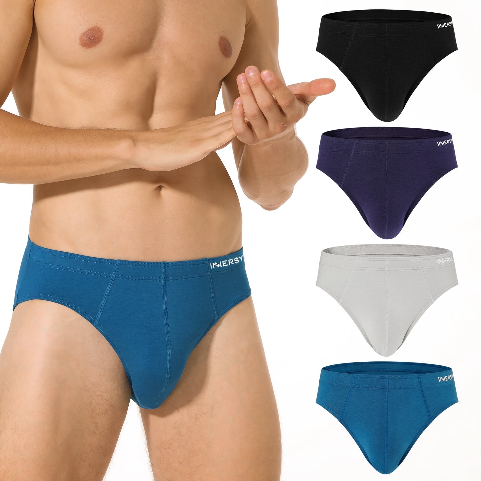 INNERSY Men's Underwear Briefs, Pack of 4, Comfy Cotton