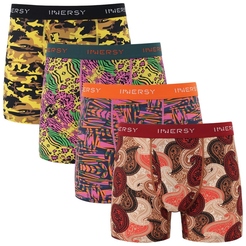 INNERSY Men's Underwear Soft Mesh Breathable Boxer Briefs 4-Pack