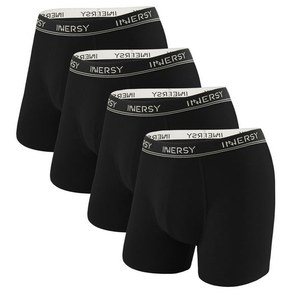 INNERSY Mens Boxer Briefs Breathable Men's Underwear Pouch Underwear for Men 4-Pack(L,Black)