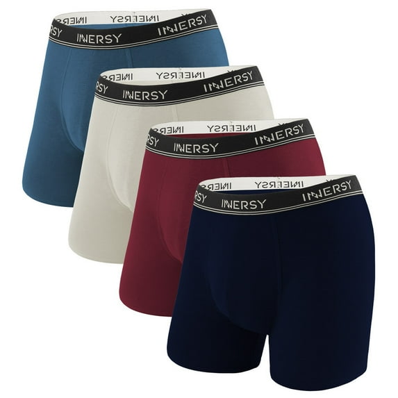 INNERSY Mens Boxer Briefs Breathable Men's Underwear Pouch Underwear for Men 4-Pack(L,Vintage)