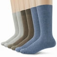 thumbnail image 1 of INNERSY Mens Cotton Socks Casual Crew Socks Business Dress Socks for Men 6 Pairs (L, Light Gray/ Blue/ Brown), 1 of 6