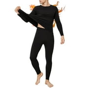 INNERSY Mens Thermal Underwear Sets Long Johns Soft Warm Long Underwear(XS,Black)