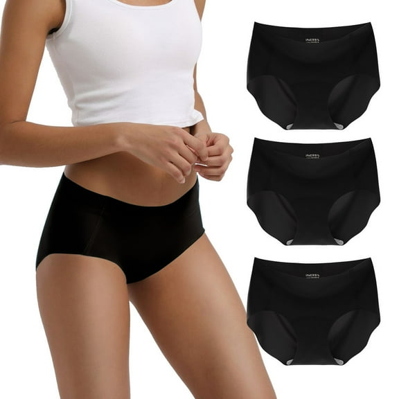 INNERSY No Show Underwear for Women Seamless Hipster Soft No Panty Line 3-Pack(L,3 Black)