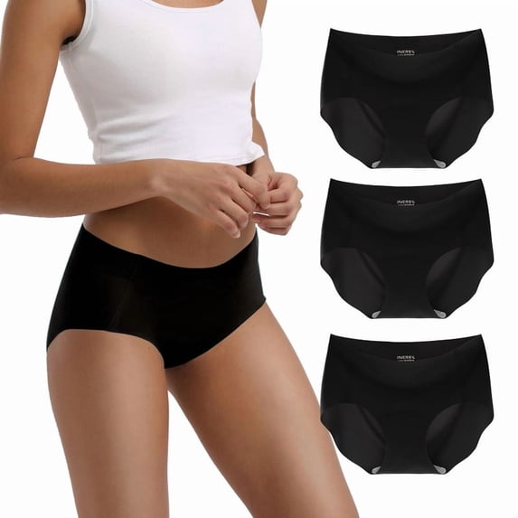 INNERSY No Show Underwear for Women Seamless Hipster Soft No Panty Line 3-Pack(XL,3 Black)