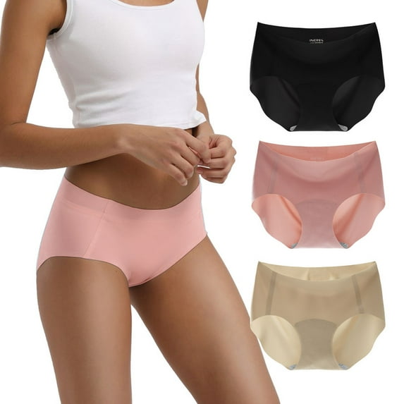 INNERSY No Show Underwear for Women Seamless Hipster Soft No Panty Line 3-Pack(XS,Black/Pink/Nude)