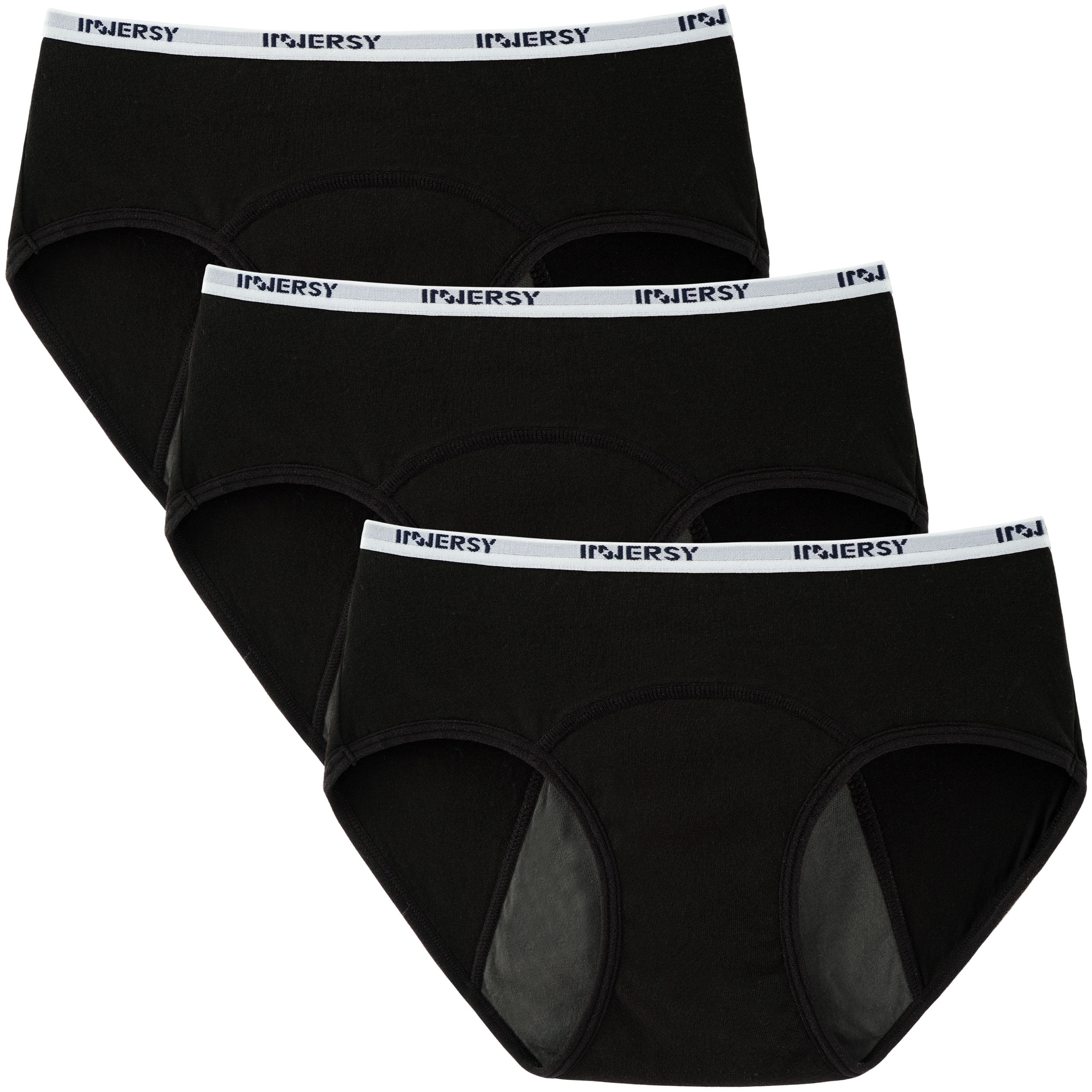 INNERSY Big Girls' Period Panties Cotton Menstrual Underwear For Teens 3- Pack（S(8-10 yrs), Black/Green Band) 
