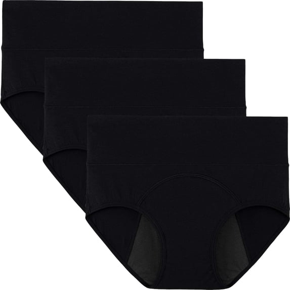 INNERSY Period Underwear for Women High Waisted Postpartum Maternity Panties 3-Pack(XS,Black)