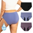 thumbnail image 1 of INNERSY Plus Size Period Underwear for Women Heavy Flow Cotton Menstrual Panties 3-Pack(2XL,Twilight), 1 of 8