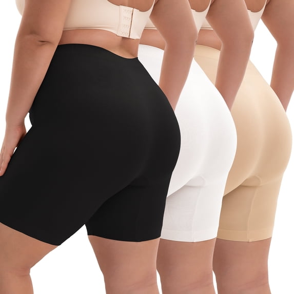 INNERSY Plus Size Slip Shorts for Women Stretchy High Waist Boyshorts Underwear 3 Pack(4XL,Mix)