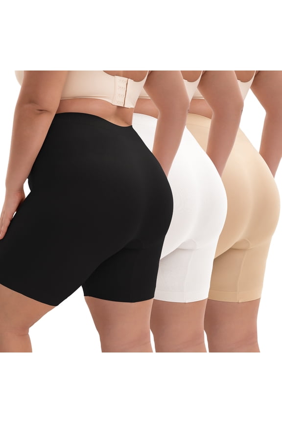Plus Size Slip Shorts for Women Stretchy High Waist Boyshorts Underwear 3 Pack(5XL,Mix)