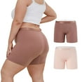 thumbnail image 1 of INNERSY Plus Size Womens Boxer Briefs Modal 5" Boxers High-Waisted Soft Underwear 2 Pack(5XL,Brown Pink), 1 of 8