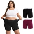 thumbnail image 1 of INNERSY Plus Size Womens Boxer Briefs Modal 5" Boxers High-Waisted light Underwear 2 Pack(3XL,Night Red), 1 of 8