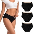thumbnail image 1 of INNERSY Seamless Cotton Underwear for Women Semi Coverage Bikini Hipster Panties 3 Pack(L,Black), 1 of 8