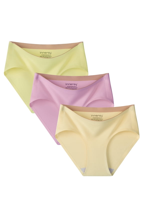 Seamless Cotton Underwear for Women Semi Coverage Bikini Hipster Panties 3 Pack(L,Light)