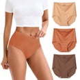 thumbnail image 1 of INNERSY Seamless High Waisted Underwear for Women No Show Stretch Panties Briefs 3 Pack(L,Brown), 1 of 11