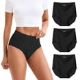 thumbnail image 1 of INNERSY Seamless High Waisted Underwear for Women No Show Stretch Panties Briefs 3 Pack(XL,Black), 1 of 9