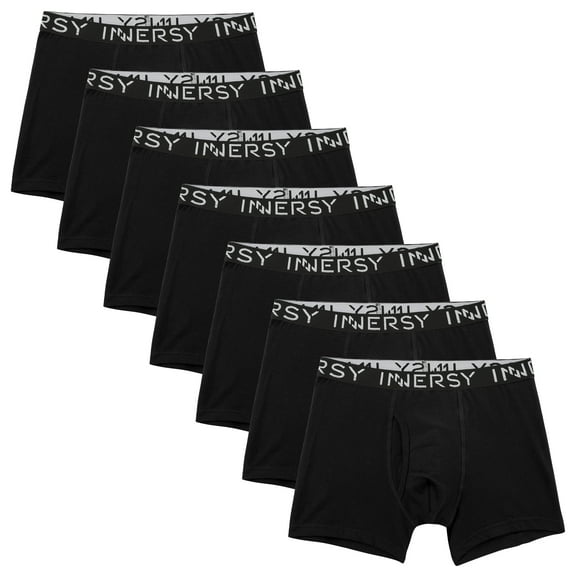 INNERSY Teen Boys' Cotton Underwear Colorful Boxer Briefs Age 8-16 Kids for A Week(L,Black)