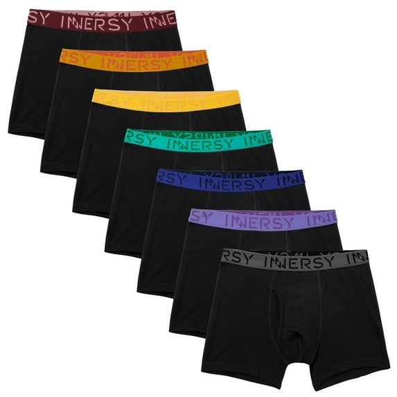 INNERSY Teen Boys' Cotton Underwear Colorful Boxer Briefs Age 8-16 Kids for A Week(L,Colorful Black)