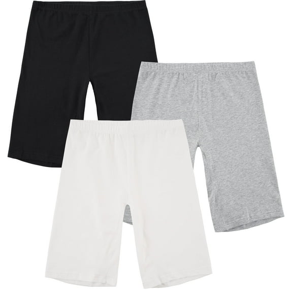 INNERSY Teen Girl's Cotton Slip Shorts for Under Dresses Breathable Boxer Panties 3-Pack (14-16 Years,Black/White/Gray)