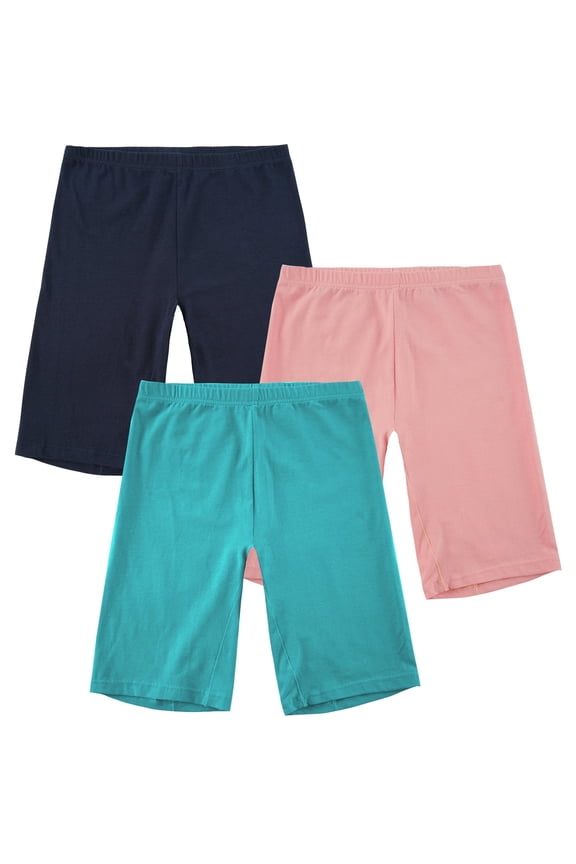 Teen Girl's Cotton Slip Shorts for Under Dresses Breathable Boxer Panties 3-Pack (14-16 Years,Pink/Green/Blue)