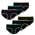 thumbnail image 1 of INNERSY Teen Girls Underwear Cotton Briefs Black Girls Panties 6 Pack (10-12 Years,Black With Neon Hem), 1 of 8