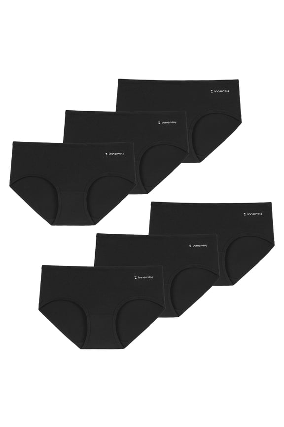 Teen Girls Underwear Cotton Briefs Black Girls Panties 6 Pack(12-14years,Black with logo)