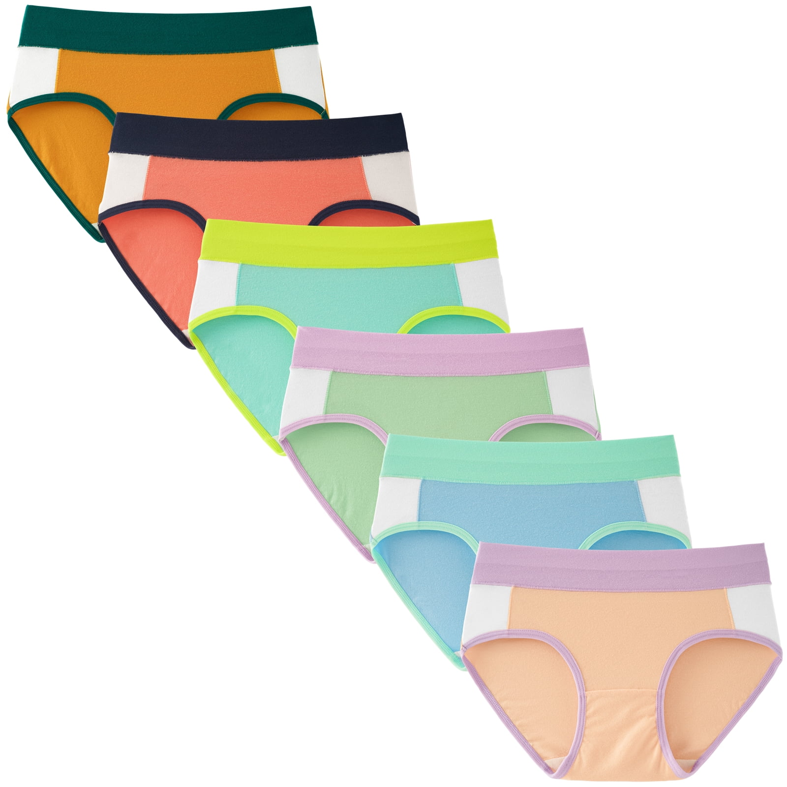 INNERSY Girls Underwear Cotton Briefs Panties for Teens 6- Pack (XL(14-16  yrs), Stripe& Colors) 