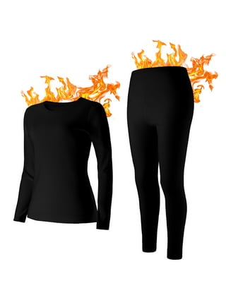 EXCELLENT THERMAL Long Johns for Women Fleece Lined Thermal Underwear Set  Warm Long Underwear Base Layer Cold Weather BK XS Black at  Women's  Clothing store