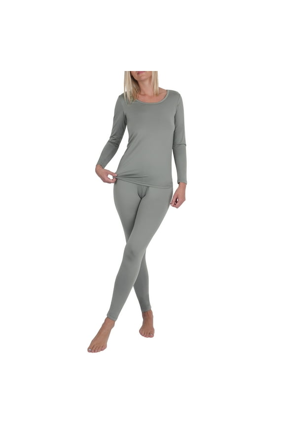 Thermal Underwear for Women Fleece Lined Base Layer Top and Bottom Set