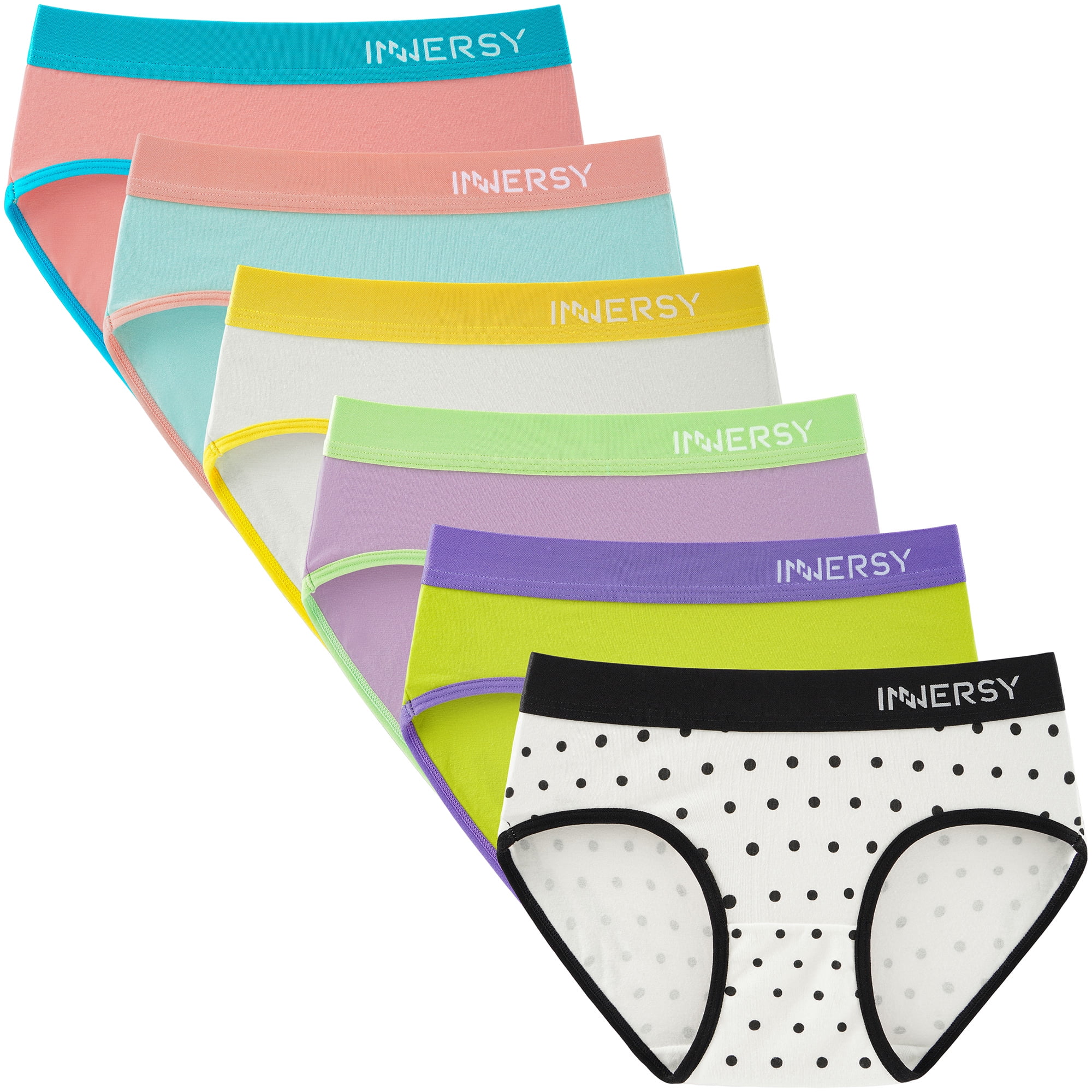 INNERSY Underwear for Girls Cotton Briefs Contrasting Color Teen Panties  Pack of 6 (L(12-14 yrs), Brights)