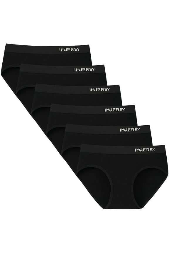 Underwear for Teen Girls Soft Cotton Briefs Mid- Rise Panties 6-Pack(12-14 Years,Black)