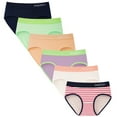 thumbnail image 1 of INNERSY Underwear for Teens Cotton Briefs Contrasting Color Girl Panties Pack of 6 (10-12 Years,Multi Color & Stripes), 1 of 7