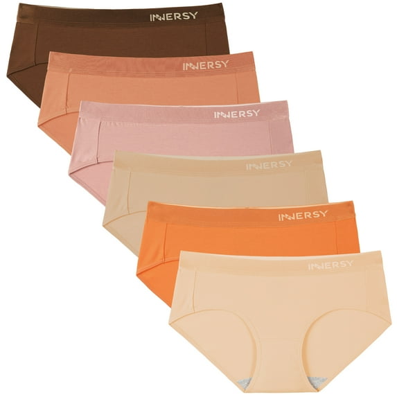 INNERSY Underwear for Women Cotton Hipster Panties Sport Underwear 6-Pack(S,Golden Sunset)