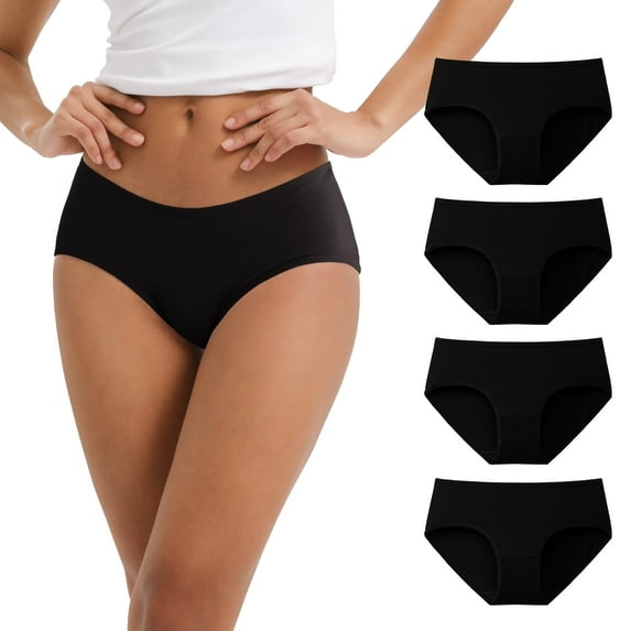 INNERSY Underwear for Women Cotton Hipster Breathable Panties 4 Pack (2XL,Black)
