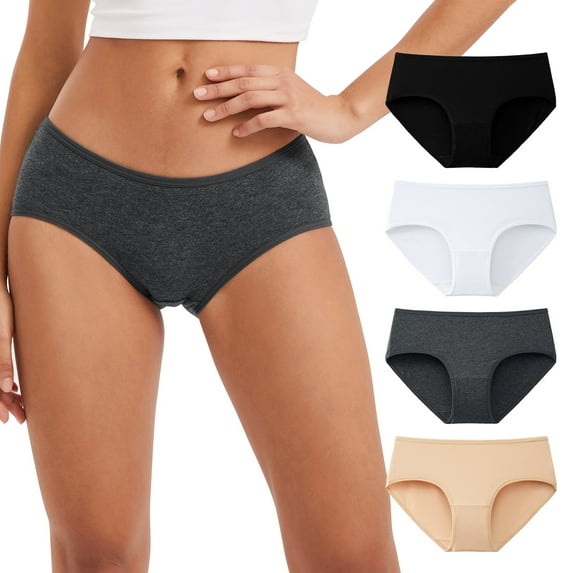 INNERSY Underwear for Women Cotton Hipster Breathable Panties 4 Pack (2XL,Daily Basic)
