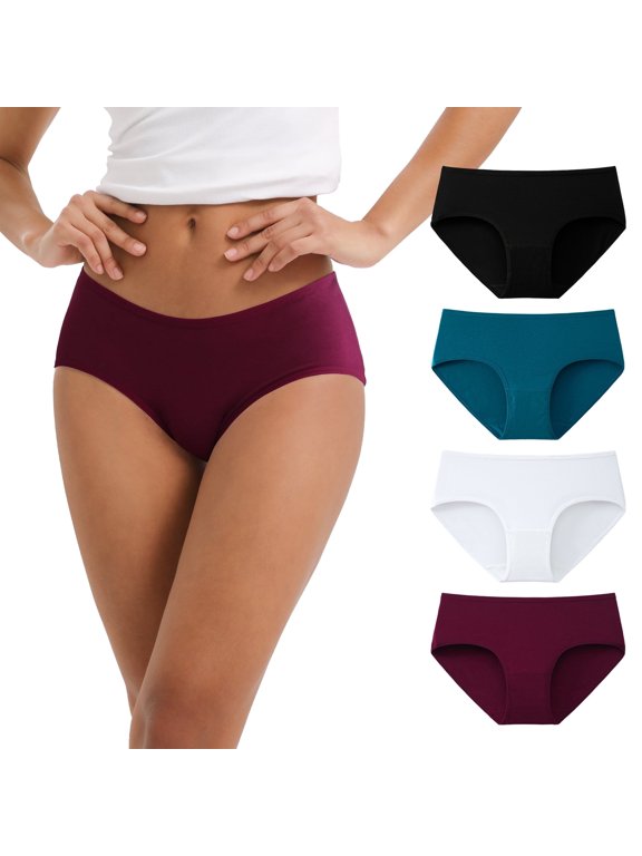 Underwear for Women Cotton Hipster Breathable Panties 4 Pack (2XL,Retro Denim)