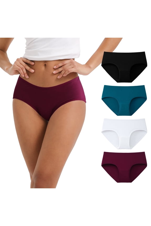 Underwear for Women Cotton Hipster Breathable Panties 4 Pack (2XL,Retro Denim)