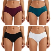 INNERSY Underwear for Women Cotton Hipster Breathable Panties 4 Pack (L,Retro Denim)